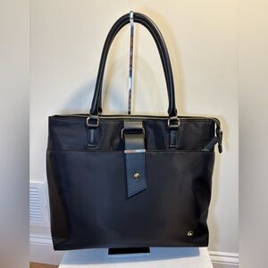 NWOT Wenger Swiss Army Black Laptop Stylish Bag with Beige/Cream Int Gold Hrdwre